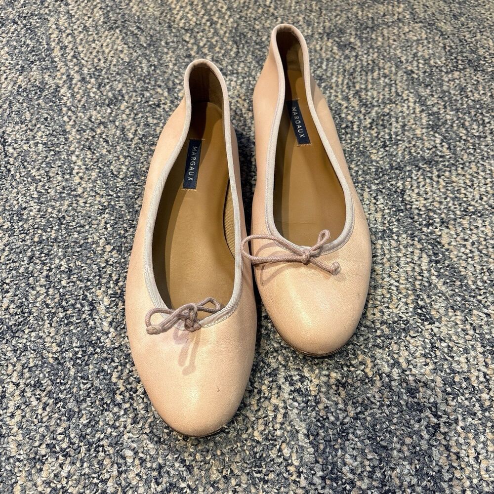 Margaux The Demi Leather Bow Classic Ballet Flat Beige Women Size 41.5B US 10.5